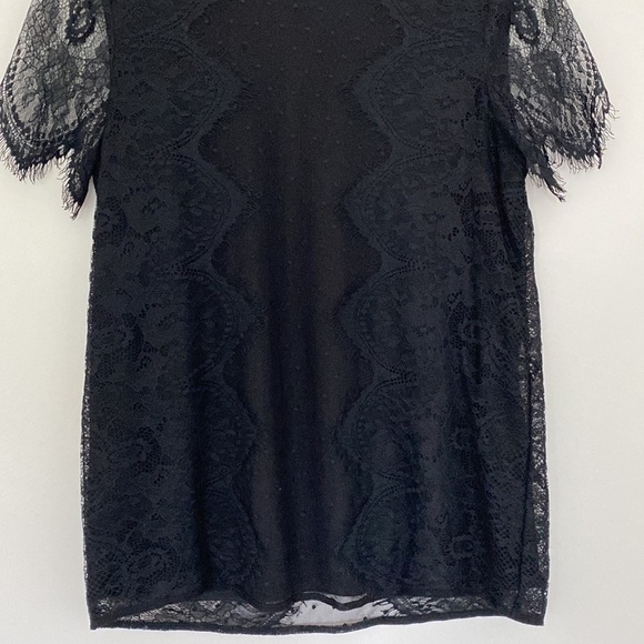 BRIXON Ivy Black Lace-Style Top With Fringe Sleeves, Small - Picture 7 of 7